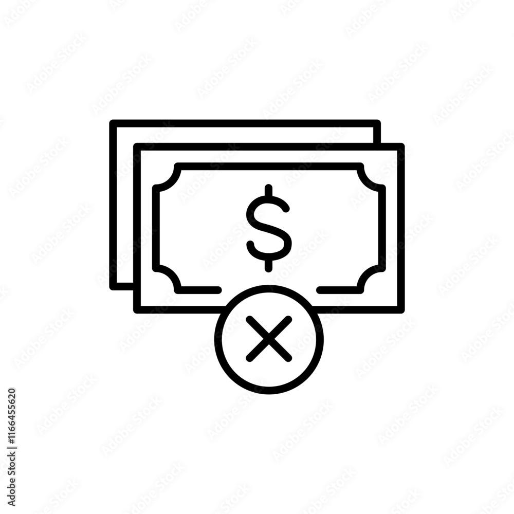 Cancel payment outline icons, minimalist vector illustration ,simple transparent graphic element .Isolated on white background Cancel payment outline icons, minimalist vector illustration ,simple transparent graphic element .Isolated on white background