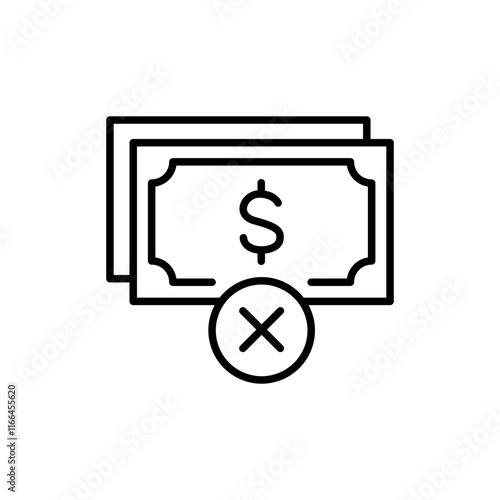 Cancel payment outline icons, minimalist vector illustration ,simple transparent graphic element .Isolated on white background