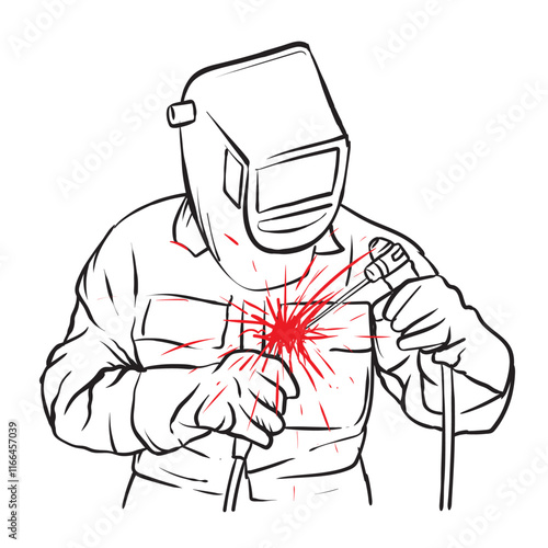welder hand drawing