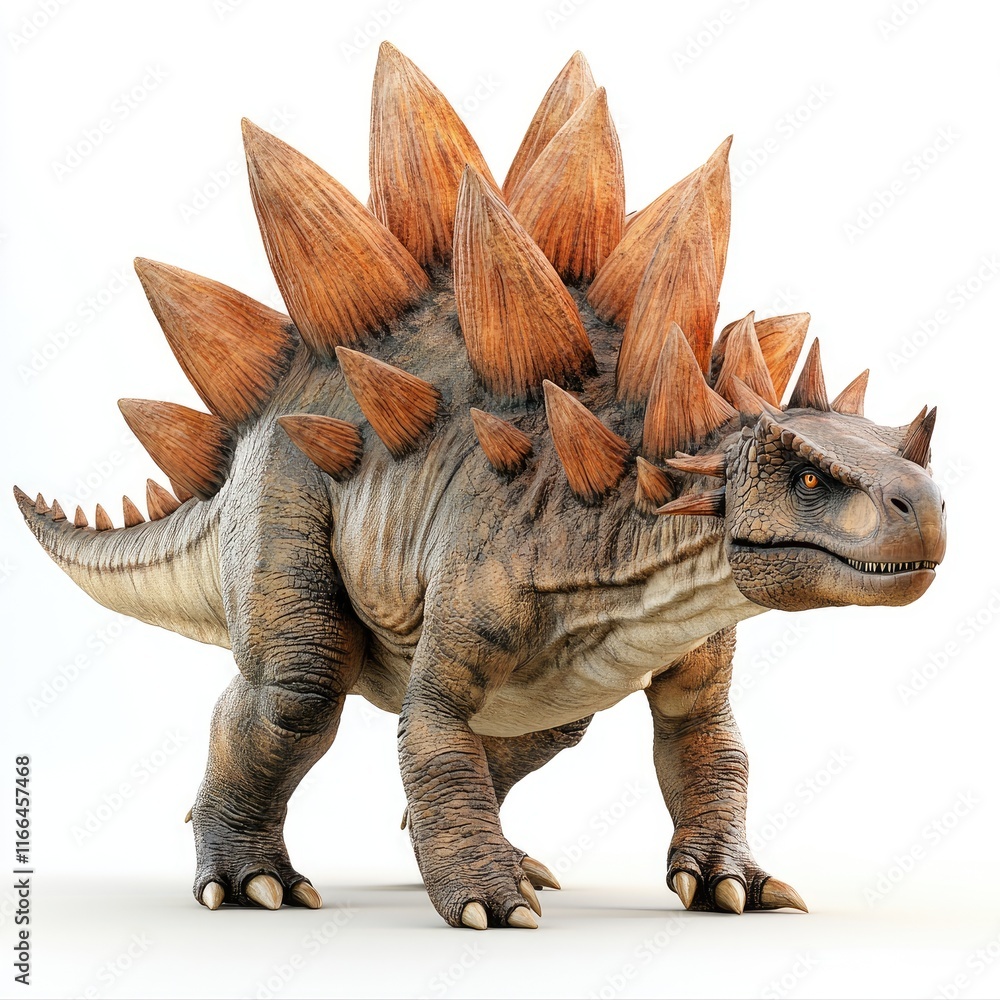 Fototapeta premium A realistic depiction of a dinosaur, showcasing its spiked back and muscular build.