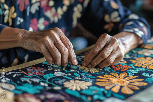 Batik is a traditional art of fabric dyeing that uses wax to create unique patterns and designs. It is widely popular in countries like Malaysia and Indonesia, known for its vibrant colors and cultura photo