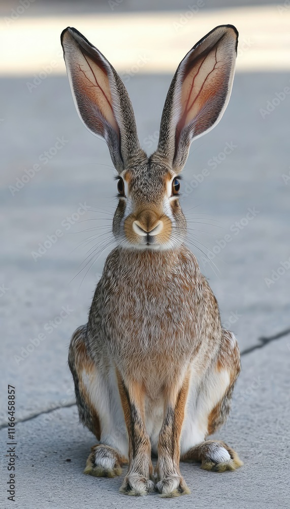 Fototapeta premium A close-up of a rabbit sitting calmly on a surface.