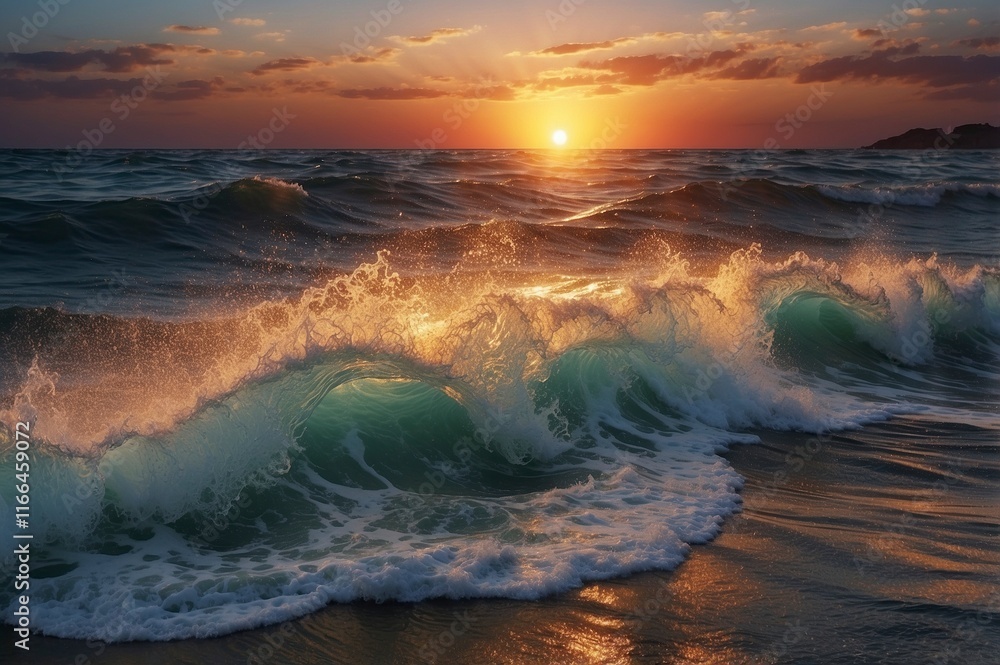 Fototapeta premium sunset on the sea,sunset on the beach,sunset over the sea