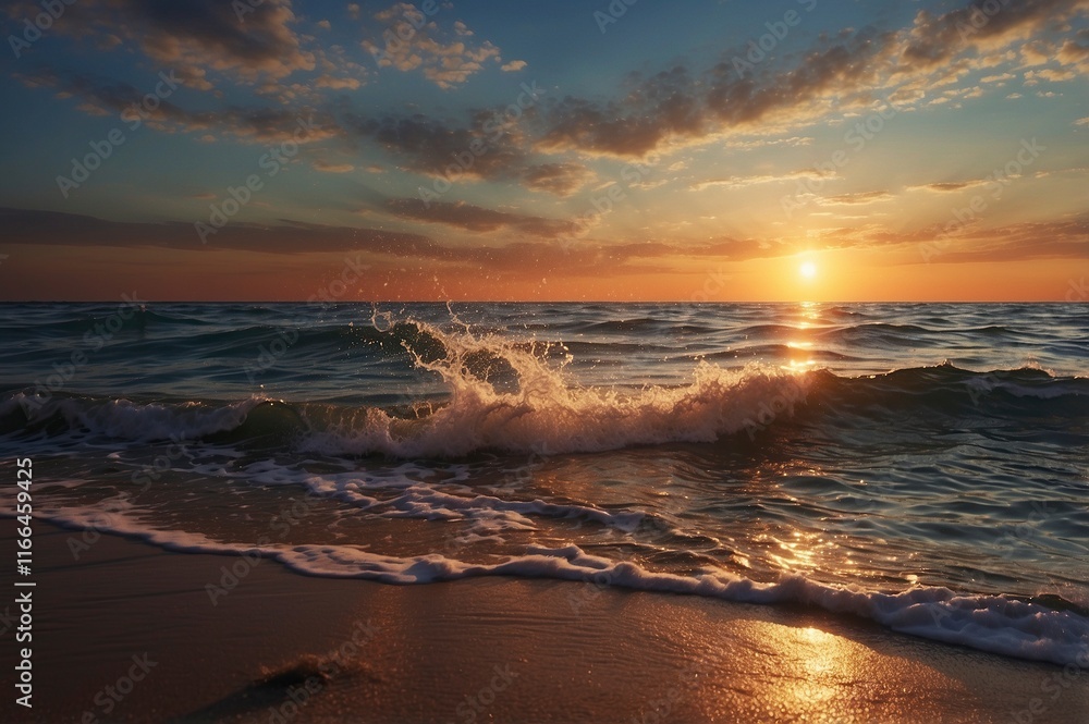 Obraz premium sunset on the sea,sunset on the beach,sunset over the sea
