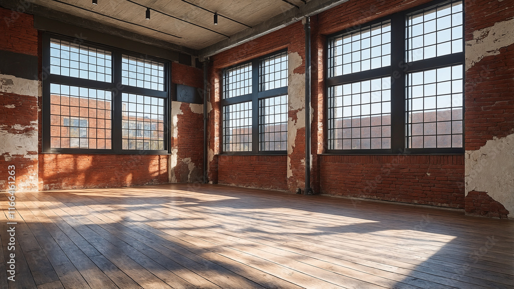 Sunlit Industrial Loft with Large Windows Sunlit Industrial Loft with Large Windows