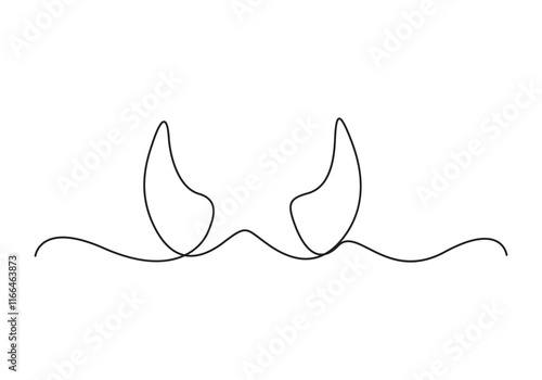 Devil horns continuous one line drawing. Vector illustration