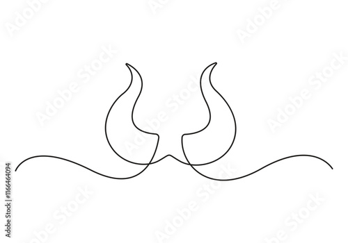 Devil horns continuous one line drawing. Vector illustration