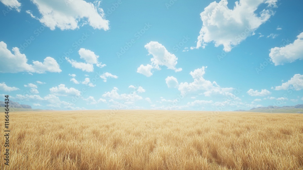 Serene Golden Grasslands Under a Sunny Sky Serene Golden Grasslands Under a Sunny Sky