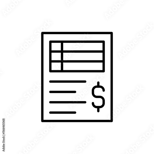 Invoice outline icons, minimalist vector illustration ,simple transparent graphic element .Isolated on white background