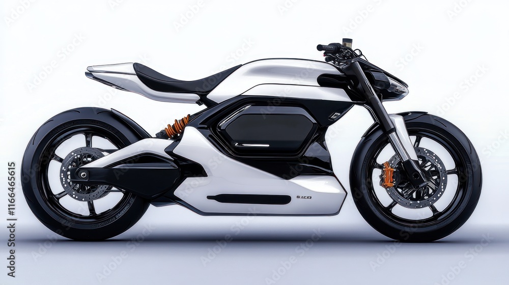 Fototapeta premium Sleek electric motorcycle design showcasing modern aesthetics.