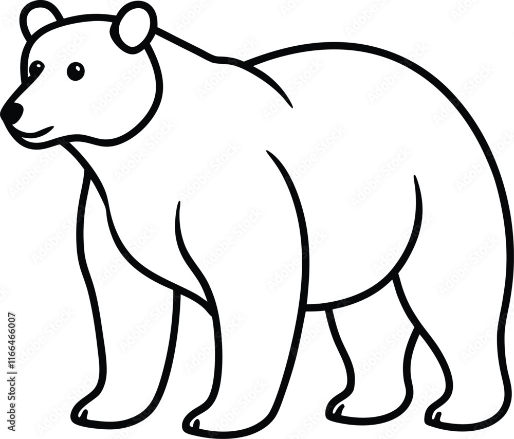 Fototapeta premium Playful Bear Outline Clipart Design