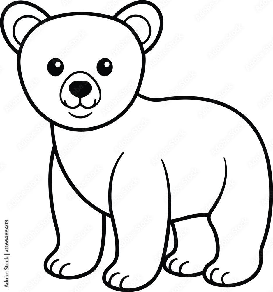 Obraz premium Cute Wildlife Illustration - Bear Outline