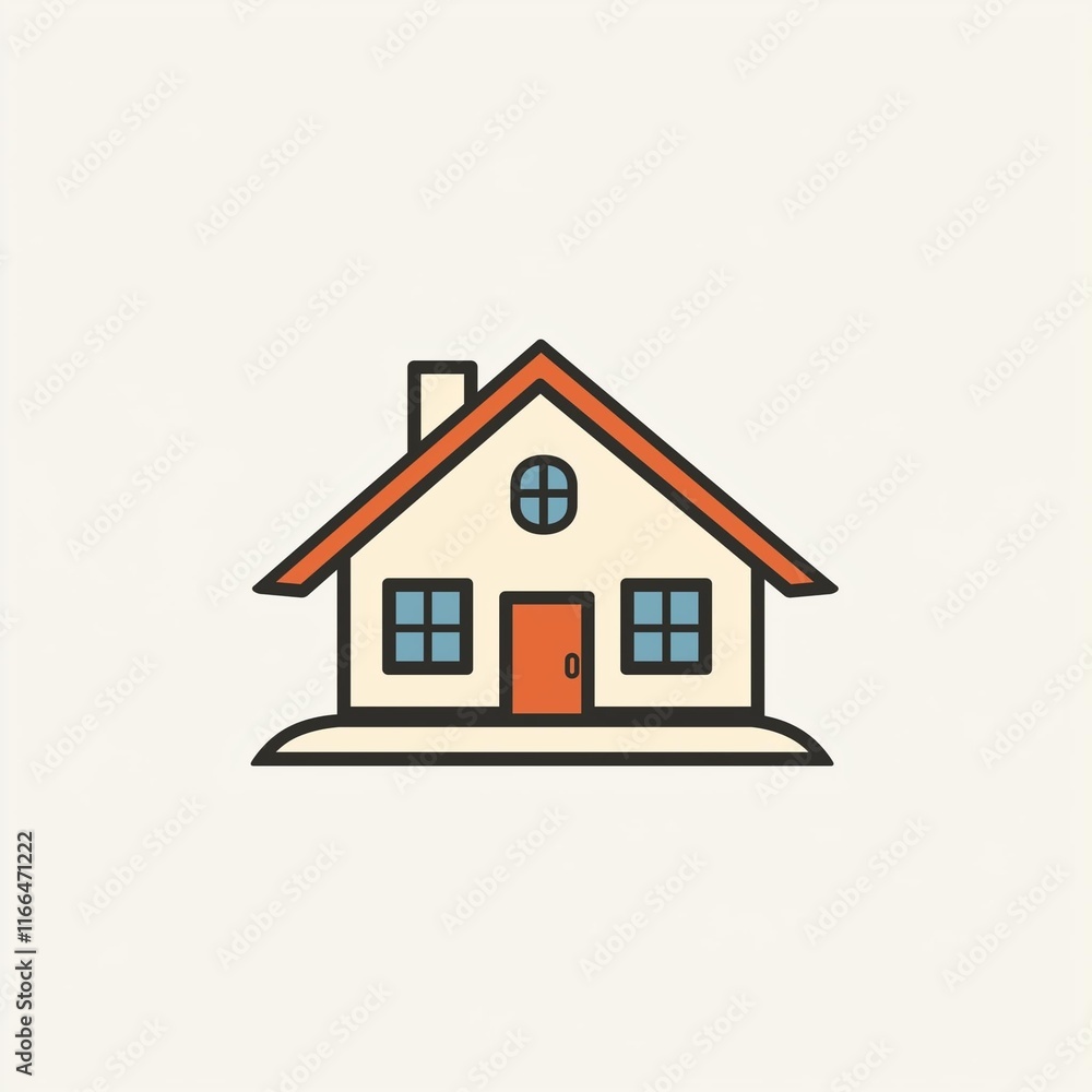 Small residential house with red roof isolated on white background Small residential house with red roof isolated on white background