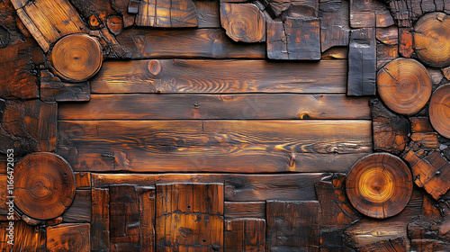 Wallpaper Mural Wooden surfaces with natural grain details and rustic textures, featuring vast blank space, high detailed, high skin detailed Torontodigital.ca