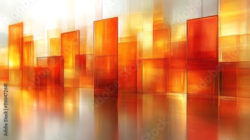 Abstract Orange Rectangular Cityscape Digital Art