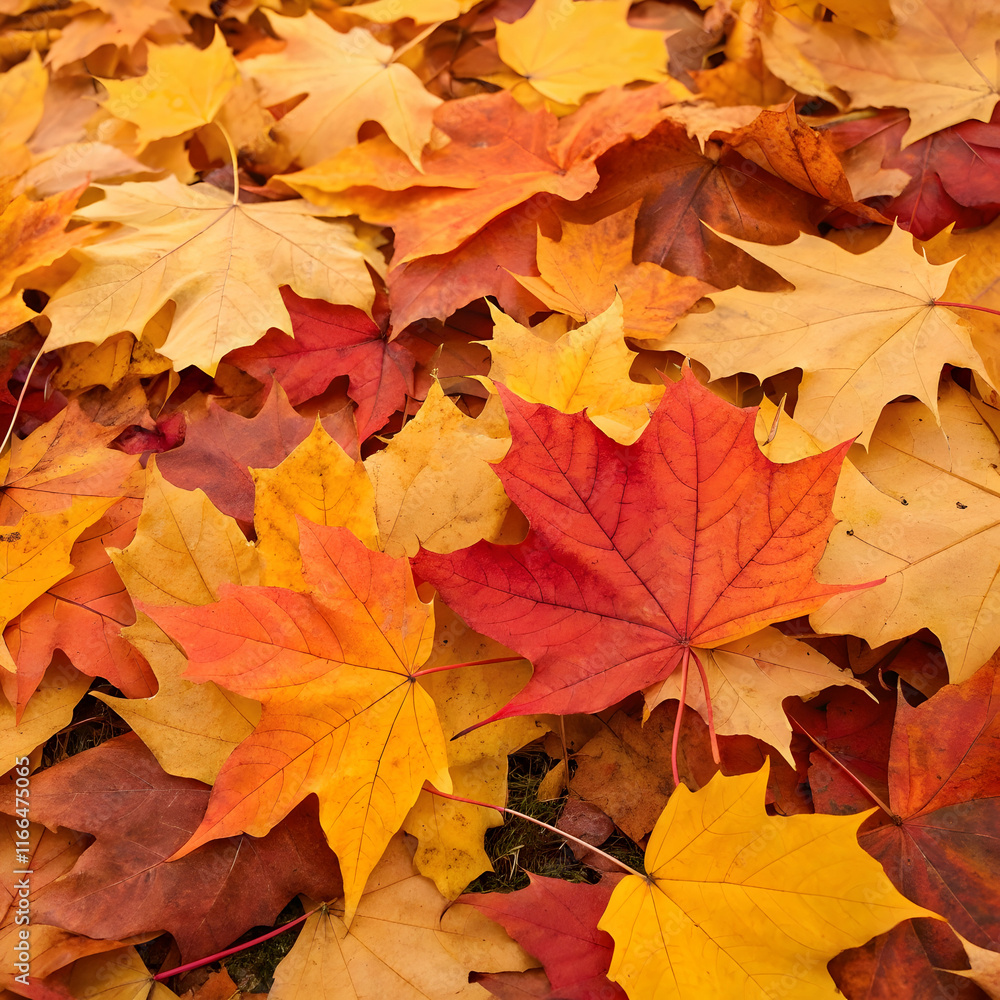 Closeup of vibrant autumn leaves with blurred background Closeup of vibrant autumn leaves with blurred background