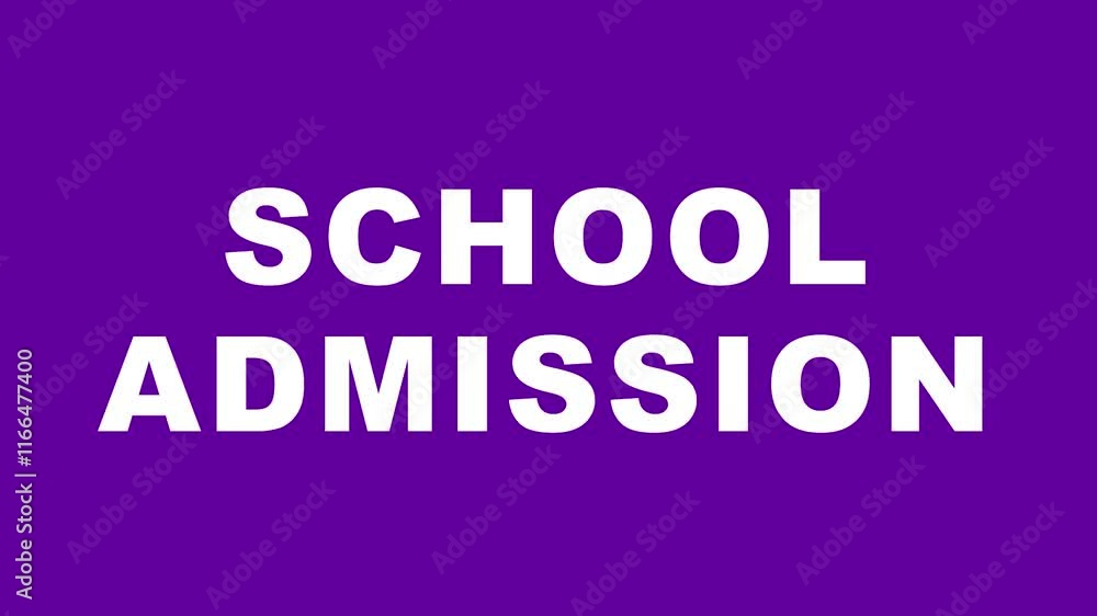 School Admission animated word , text design animation video on purple background School Admission animated word , text design animation video on purple background