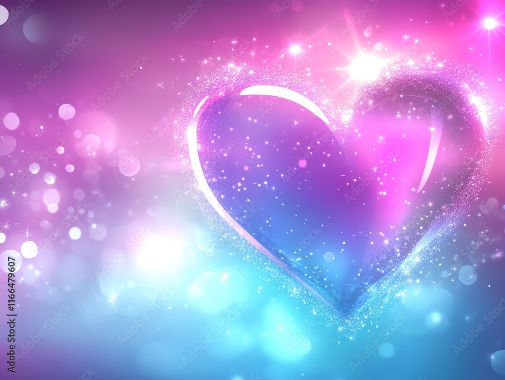 A vibrant heart shape surrounded by sparkling light effects in pink and blue hues. A vibrant heart shape surrounded by sparkling light effects in pink and blue hues.