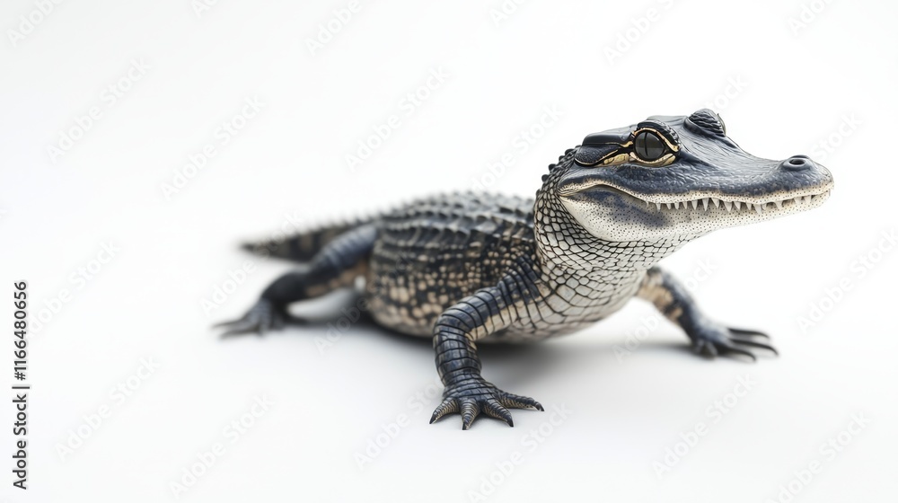 Naklejka premium cute animation of alligator full body stock image, isolated on a white background