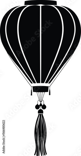 Chinese paper lantern silhouette vector illustration, Chinese lantern vector icon, Outdoor asian lantern vector