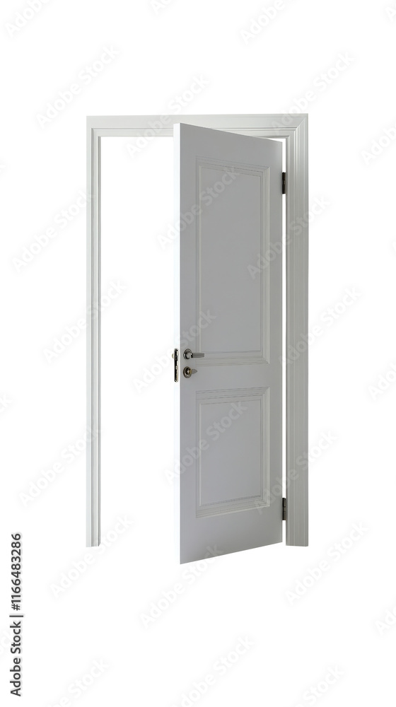 White interior door with modern design and open frame White interior door with modern design and open frame