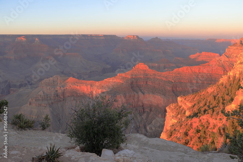 Photography The last rays of the summer sun shine on the upper reaches of the canyon as seen