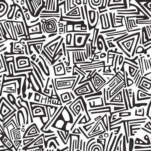 Geometric Doodle Hand Drawn Seamless Pattern