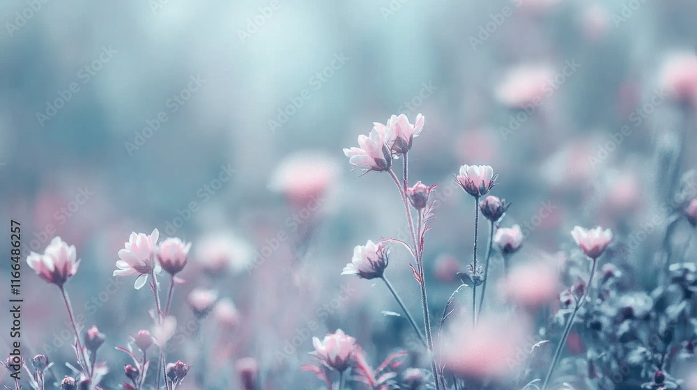 Fototapeta premium Serene Pink White Cosmos Flower Field Nature Photography
