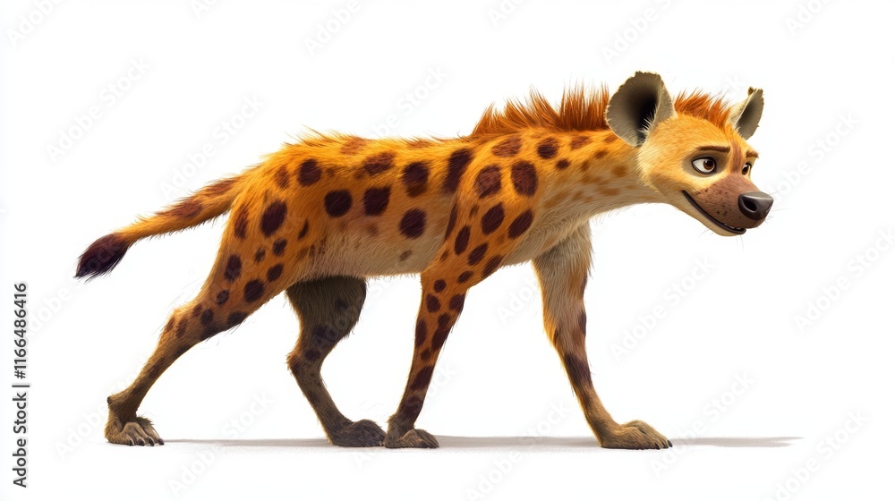 cute animation of hyena full body stock image, isolated on a white background cute animation of hyena full body stock image, isolated on a white background