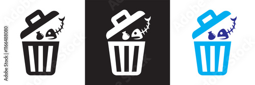 Waste icon set. isolated on white and black background. vector illustration. EPS 10