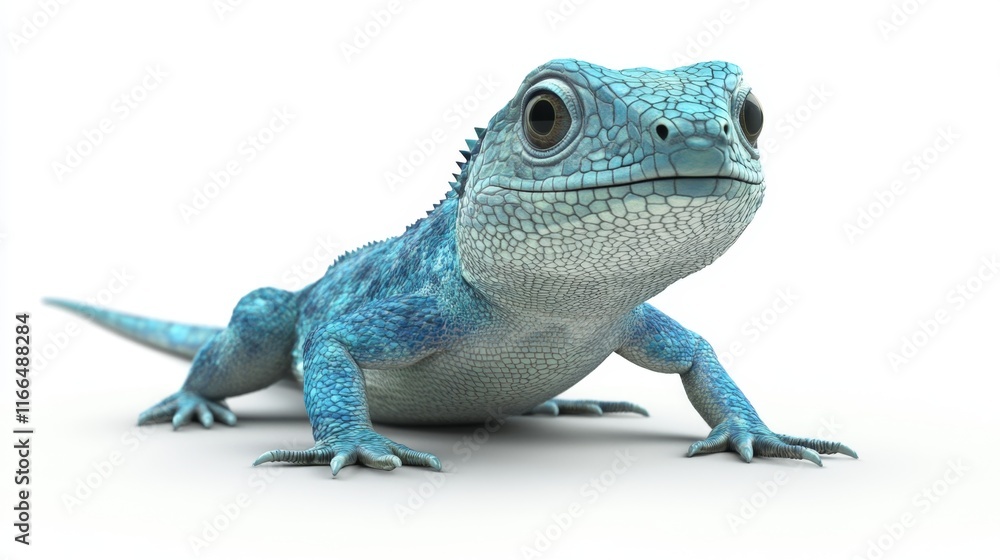 Fototapeta premium cute animation of lizard full body stock image, isolated on a white background
