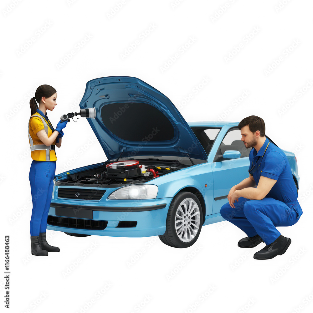 Car Repair with Open Hood Awaiting Attention Car Repair with Open Hood Awaiting Attention