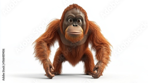 cute animation of orangutan full body stock image, isolated on a white background photo