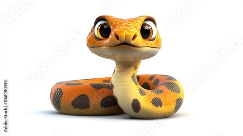 cute animation of python full body stock image, isolated on a white background photo