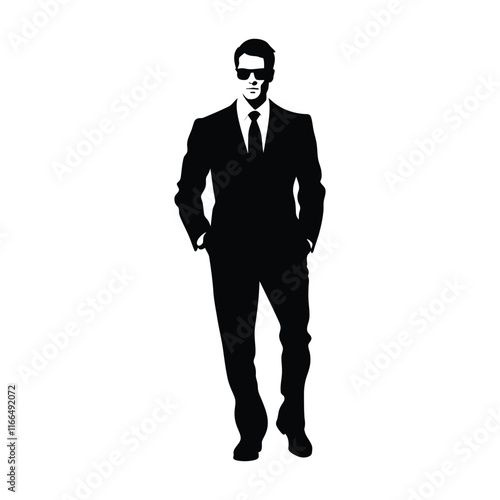 Business man vector silhouette Stylish man