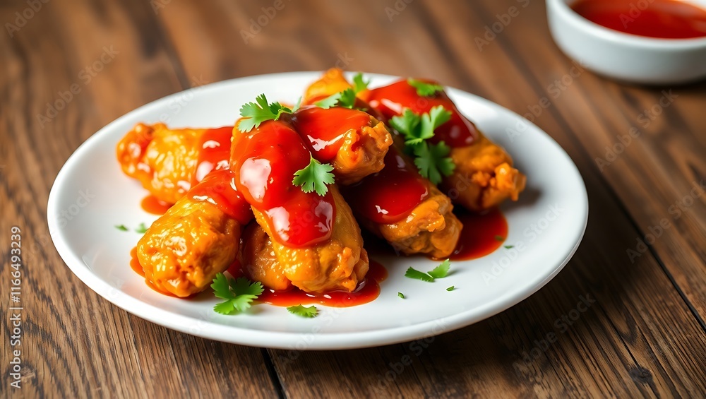 Spicy fried chicken wings with chili sauce Spicy fried chicken wings with chili sauce