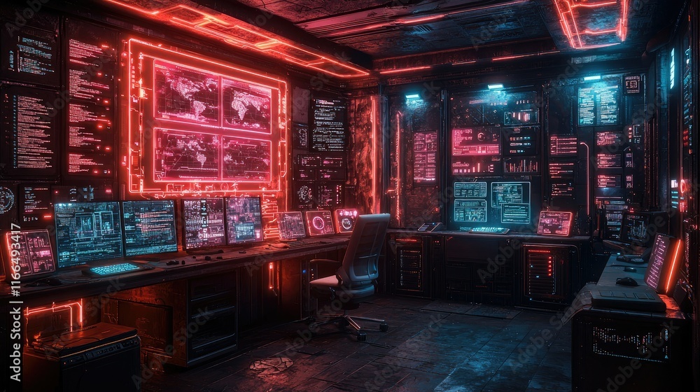 A futuristic control room filled with glowing screens and data displays. A futuristic control room filled with glowing screens and data displays.