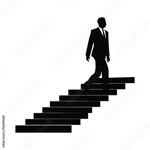 Businessman is going upstairs black color