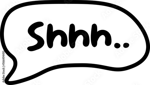 shhh silence call sound doodle text bubble chat illustration