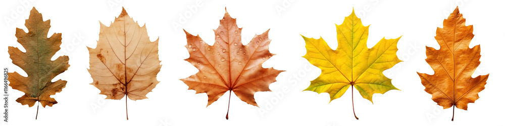 Naklejka premium Autumn leaf png cut out element set, transparent background