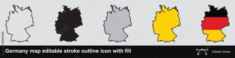 Germany map editable stroke outline icon with fill Germany map editable stroke outline icon with fill