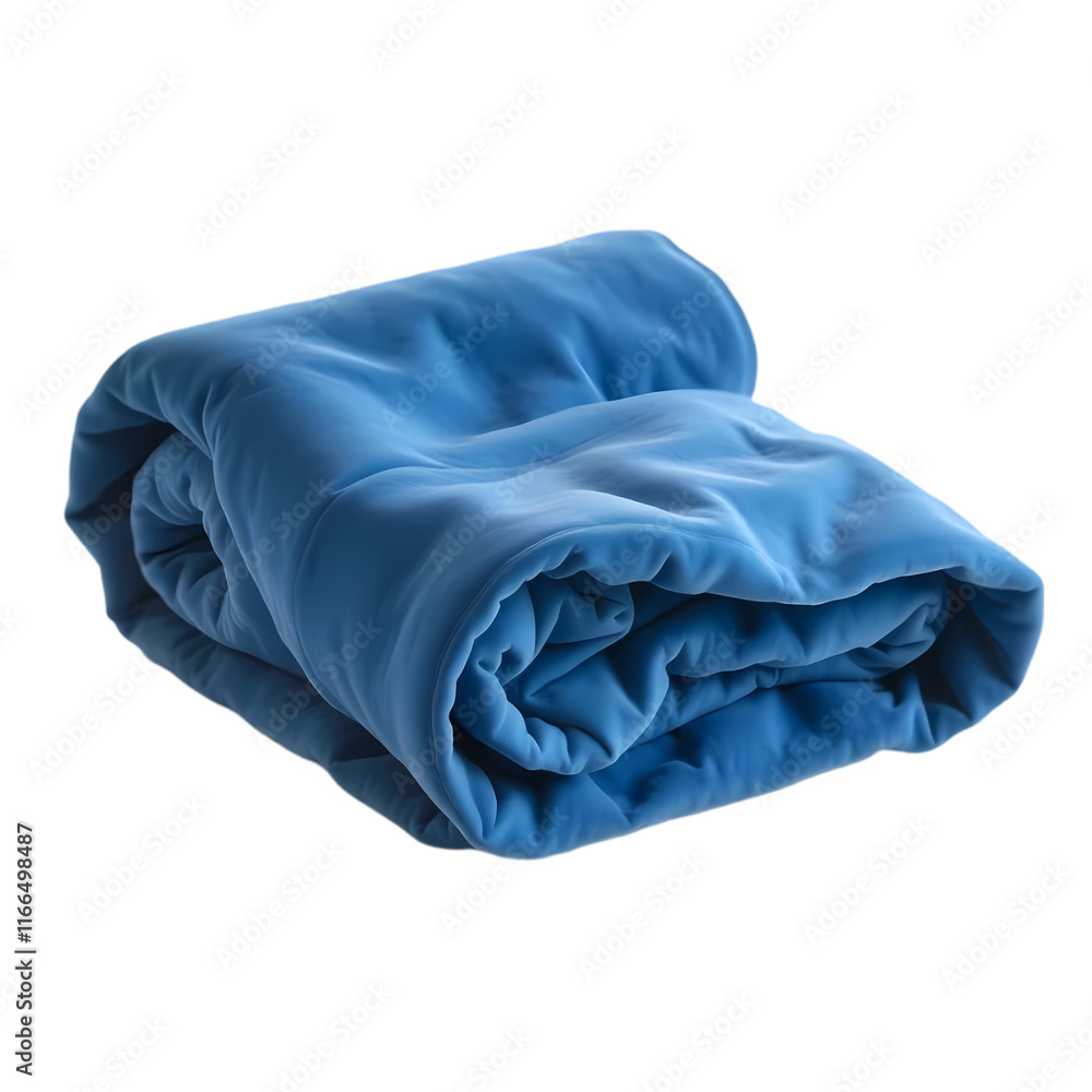 Rolled-Up Cream-Colored Fleece Blanket with Blue Border on transparent background Rolled-Up Cream-Colored Fleece Blanket with Blue Border on transparent background