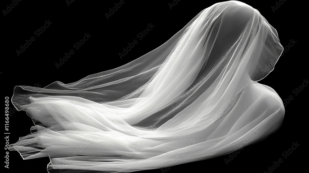 white bridal veil photography: elegant sheer fabric against black backdrop, capturing flowing textures in minimalist fashion white bridal veil photography: elegant sheer fabric against black backdrop, capturing flowing textures in minimalist fashion