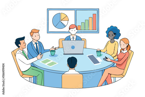 A digital illustration of a group of diverse professionals in business vector art illustration.eps