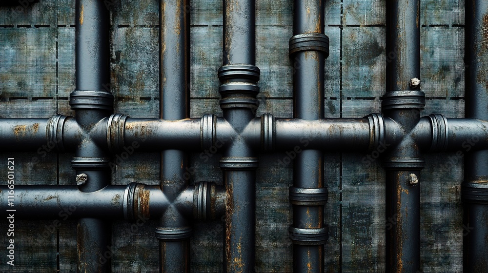 Intricate Network of Industrial Metal Pipes in a Maze-Like Arrangement
