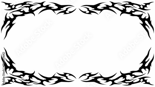 symmetrical fire frame in black tribal abstract shape free-hand style vector design