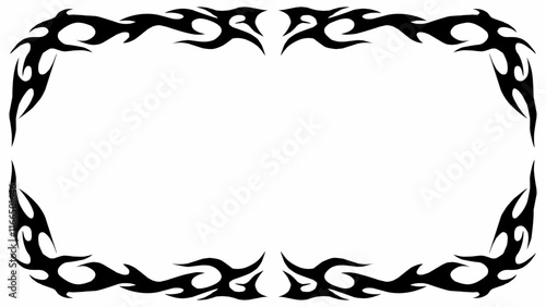symmetrical gothic fire frame in black abstract shape tribal style vector design