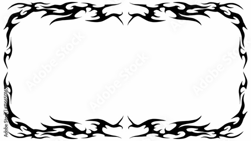 Gothic symmetrical fire frame in black tribal abstract shape free-hand style vector design