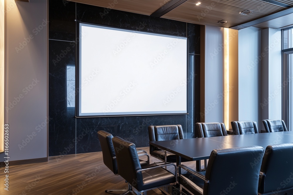 Onyx-walled conference room with ironwood table and leather chairs. Onyx-walled conference room with ironwood table and leather chairs.