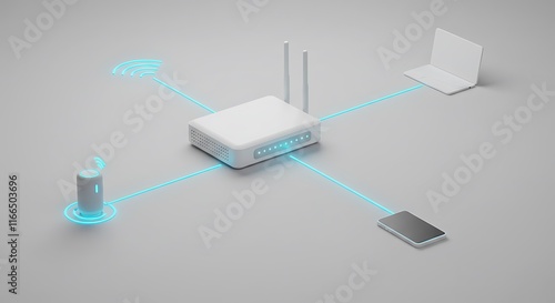 Smart Home Network Wireless Router Laptop Smartphone Speaker